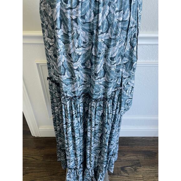 Fresha London Strapless Tiered Ruffle Maxi Leaf Palm Print Dress XS - Picture 5 of 11